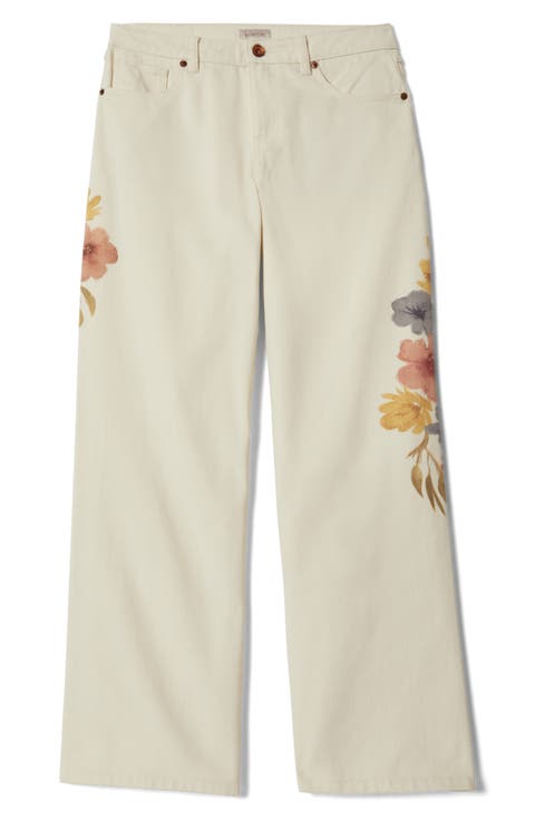 The Chloe Floral Print Wide Leg Jeans