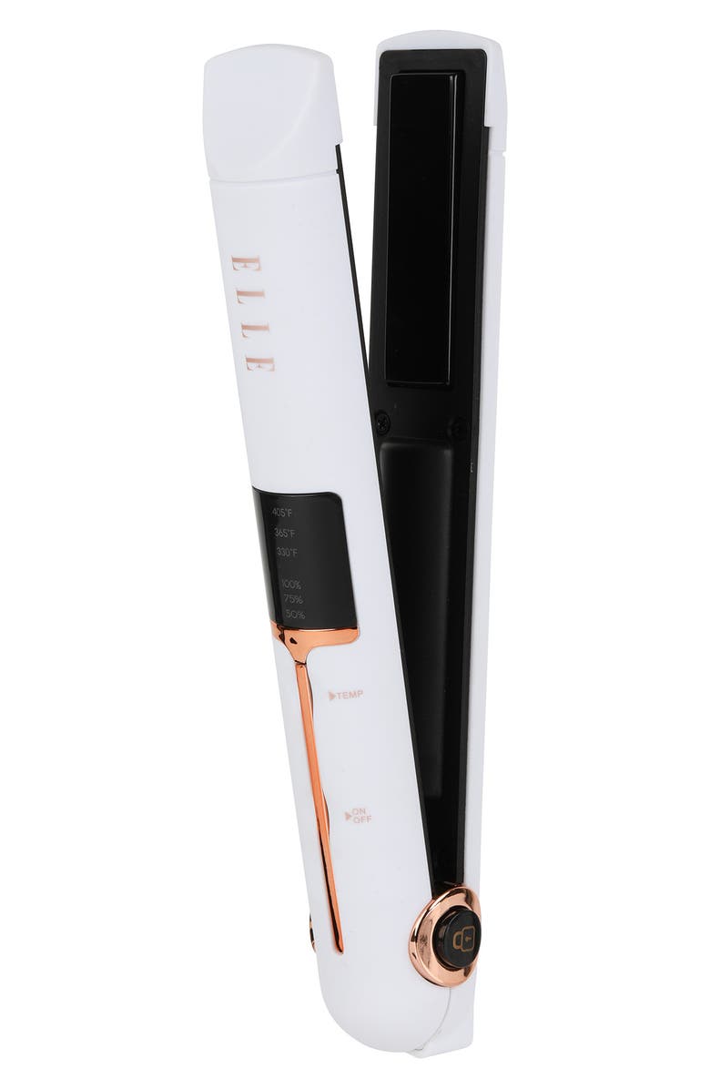 ELLE BEAUTY Cordless Rechargeable Ceramic Flat Iron, Main, color, White