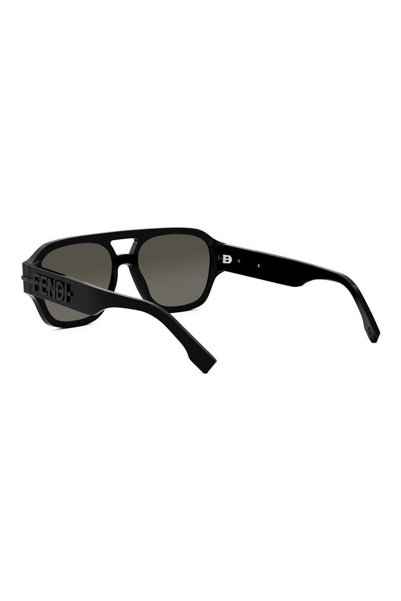 'Fendigraphy 55mm Geometric Sunglasses, Alternate, color, SHINY BLACK / SMOKE