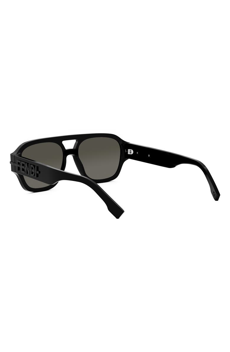 Fendi 'Fendigraphy 55mm Geometric Sunglasses, Alternate, color, Shiny Black / Smoke