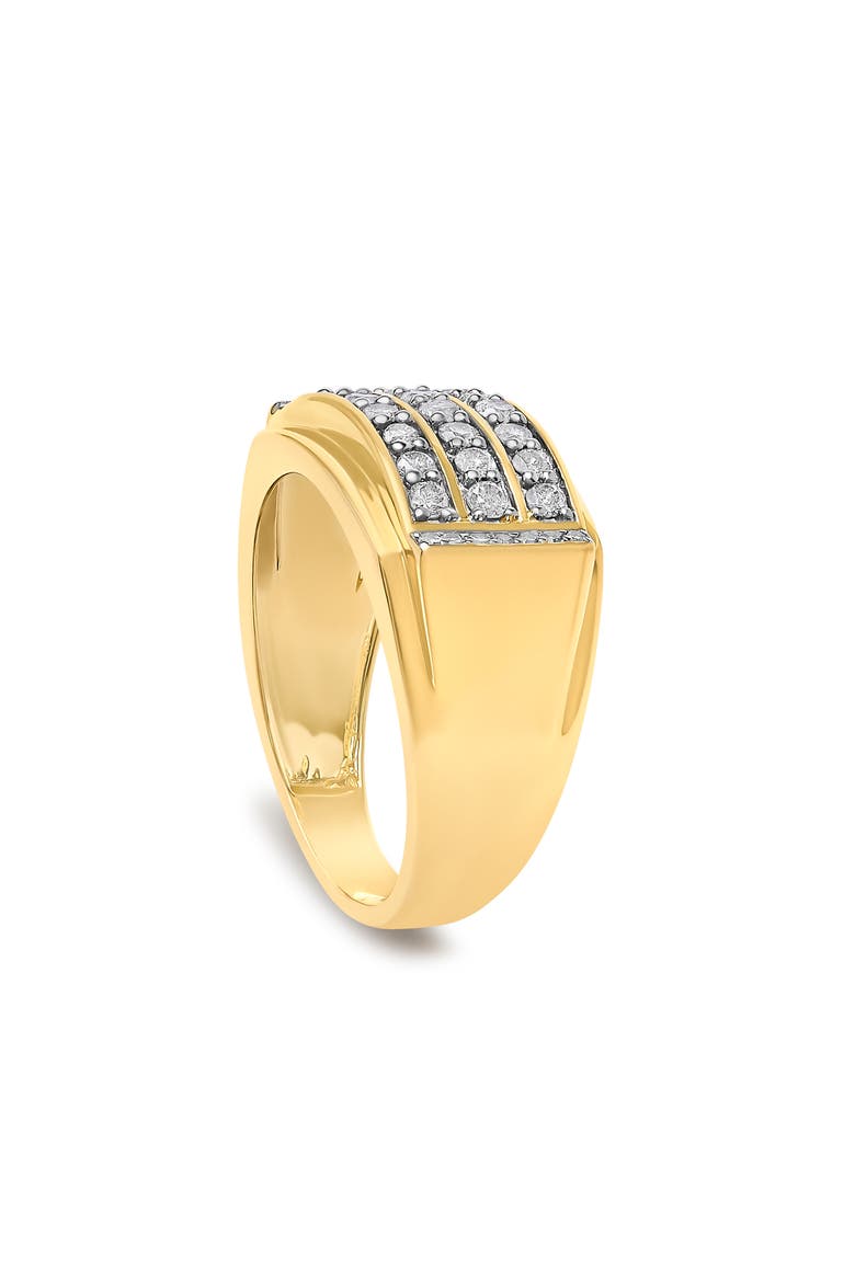 Men's 14K Yellow Gold Plated Sterling Silver 3/4 Cttw Diamond 3 Row Band Ring, Alternate, color, Yellow Gold over Silver