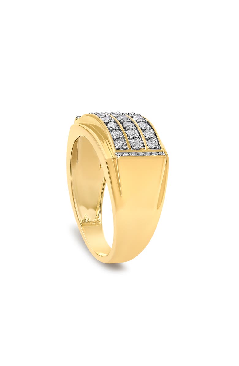 Haus of Brilliance Men's 14K Yellow Gold Plated Sterling Silver 3/4 Cttw Diamond 3 Row Band Ring, Alternate, color, Yellow Gold Over Silver