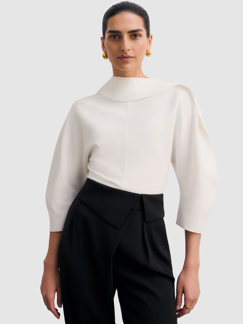 Riesi Asymmetric Neck Knit Top