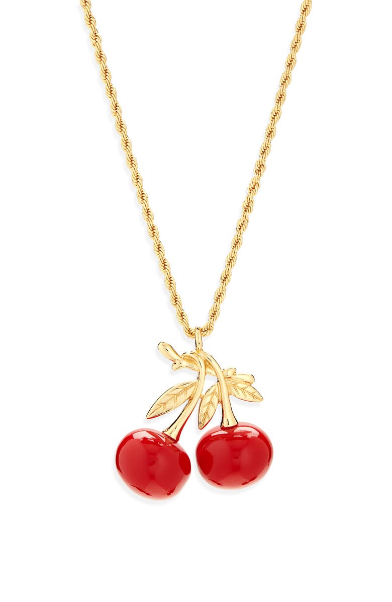 Kenneth Jay Lane Cherry Pendant Necklace, Main, color, Gold