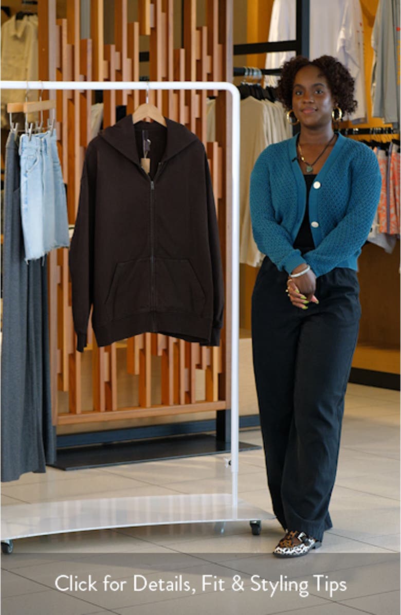 Boxy Zip-Up Fleece Hoodie, sales video thumbnail