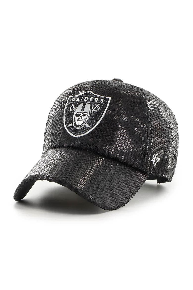 Women's '47  Black Las Vegas Raiders Dazzle Clean Up Adjustable Hat, Main, color, Black