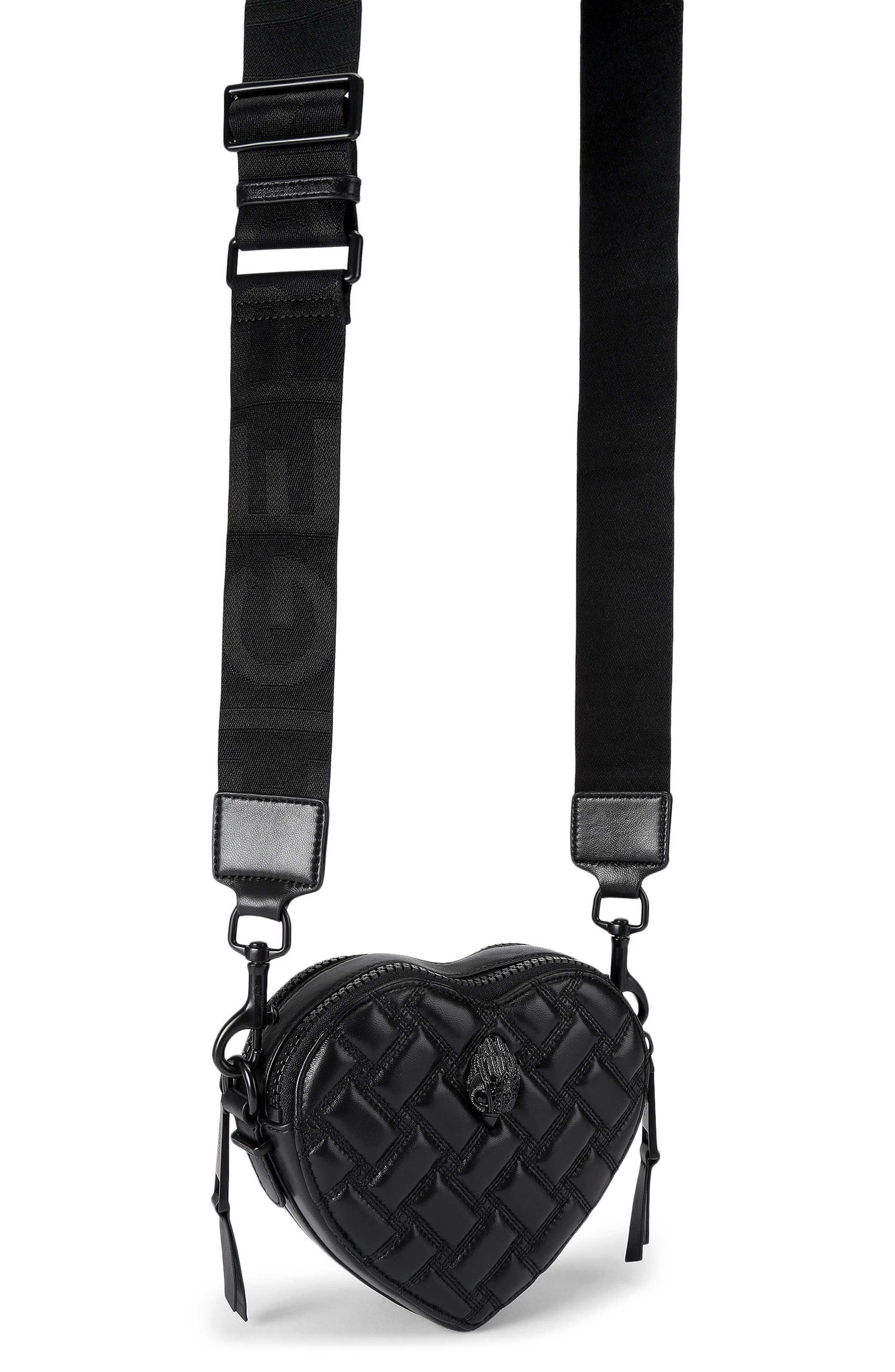 Kurt Geiger London Kensington Quilted Leather Heart Crossbody Bag, Alternate, color, Black