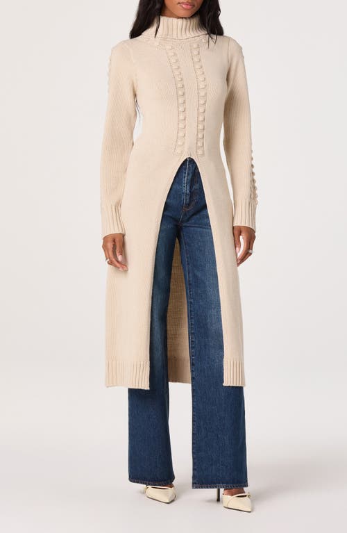 Astr The Label Textured Maxi Turtleneck Sweater In Neutral