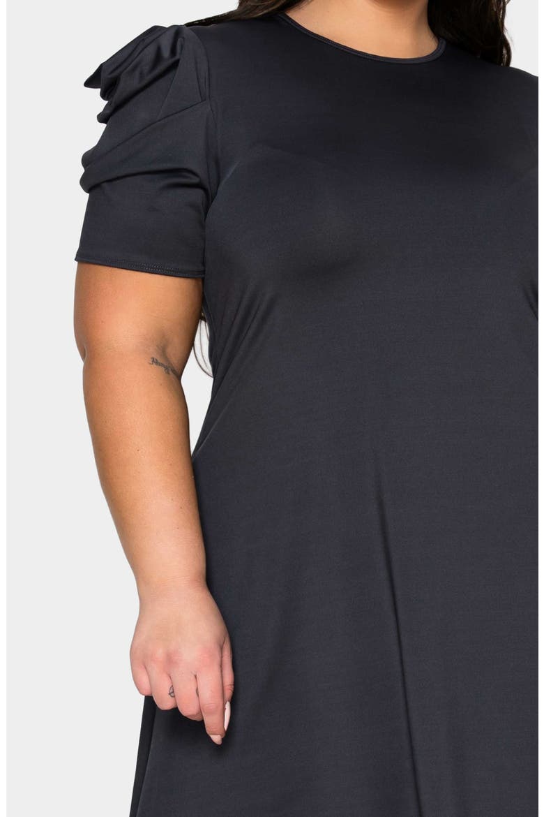 Aleyna Puff Sleeve A-Line Dress, Alternate, color, CHARCOAL