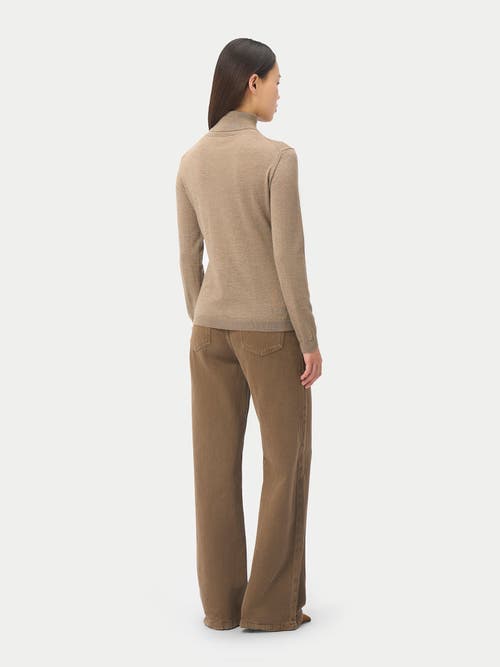 Gobi Mongolian Cashmere Wardrobe Essential Cashmere-silk T-neck Sweater In Brown