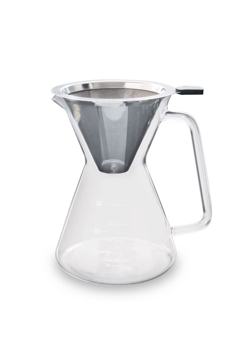 Glass Pour Over Carafe w/ Reusable Filter, 600ml, Main, color, Clear