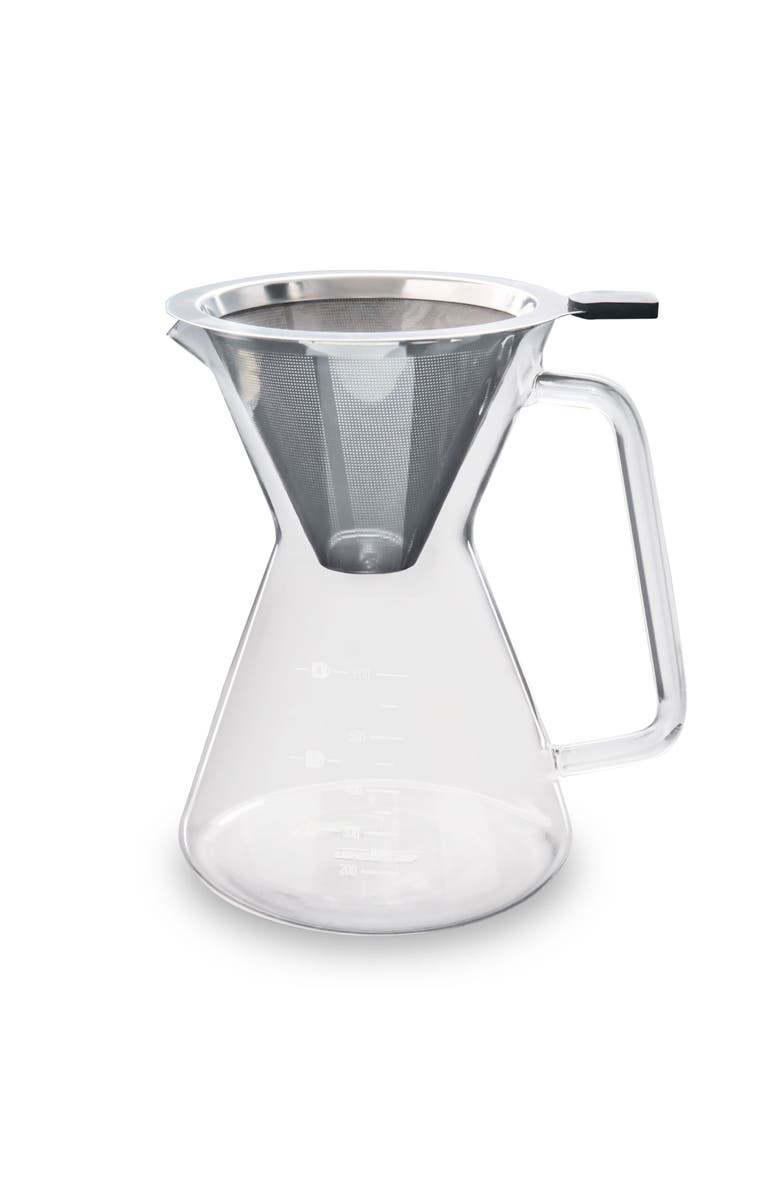 London Sip Glass Pour Over Carafe w/ Reusable Filter, 600ml, Main, color, Clear