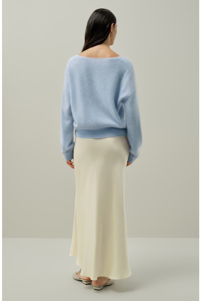 Women's Brushed V-Neck Cashmere Sweater, Alternate, color, Illusion Blue