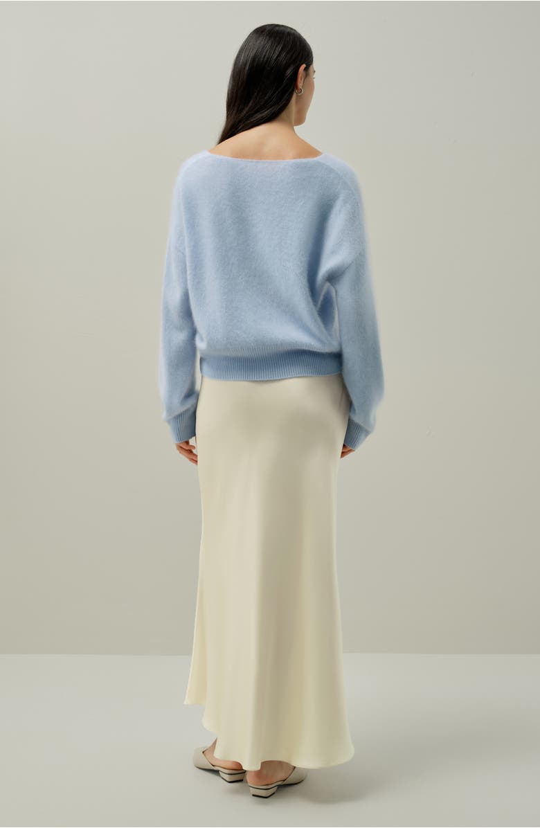 Lilysilk Women's Brushed V-Neck Cashmere Sweater, Alternate, color, Illusion Blue