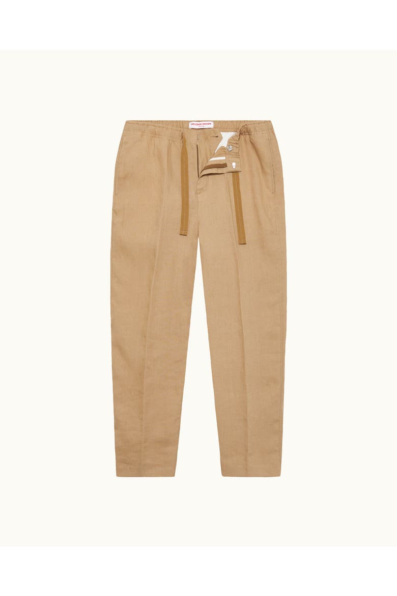 Alex Lino Relaxed Fit Italian Linen Drawcord Zip Fly Trousers, Alternate, color, BISCUIT