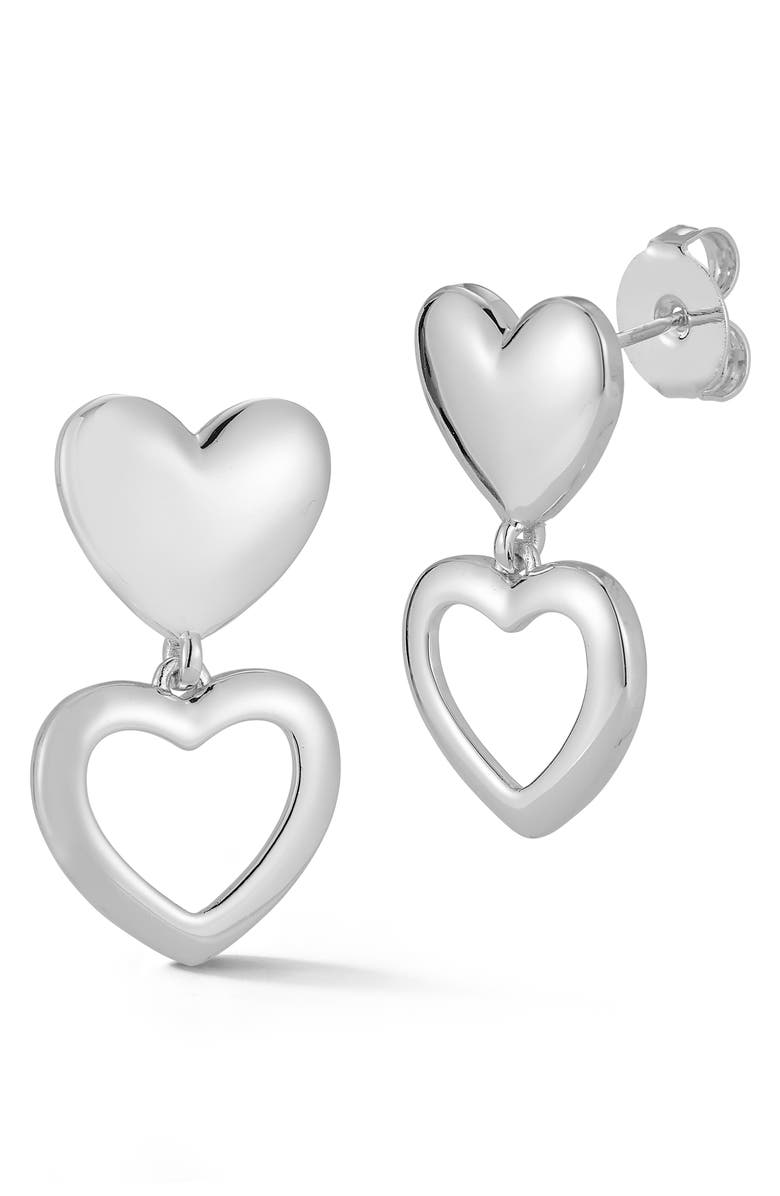 SPHERA MILANO Heart Drop Earrings, Main, color, Silver