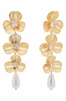 EYE CANDY LOS ANGELES Solana Bloom Faux Pearl Drop Earrings