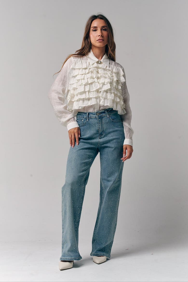 Rhinestone Straight Denim, Alternate, color, Light Blue