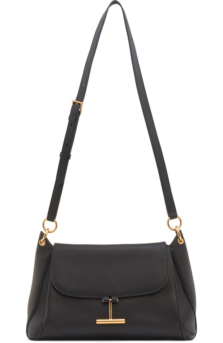 TOM FORD Medium Tara Leather Shoulder Bag, Alternate, color, Black