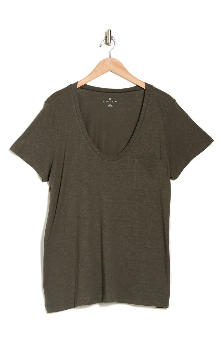 Caslon<sup>®</sup> Rounded V-Neck Tee, Alternate, color,
