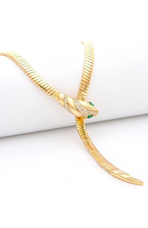 Rivka Friedman Snake Lariat Necklace In Green