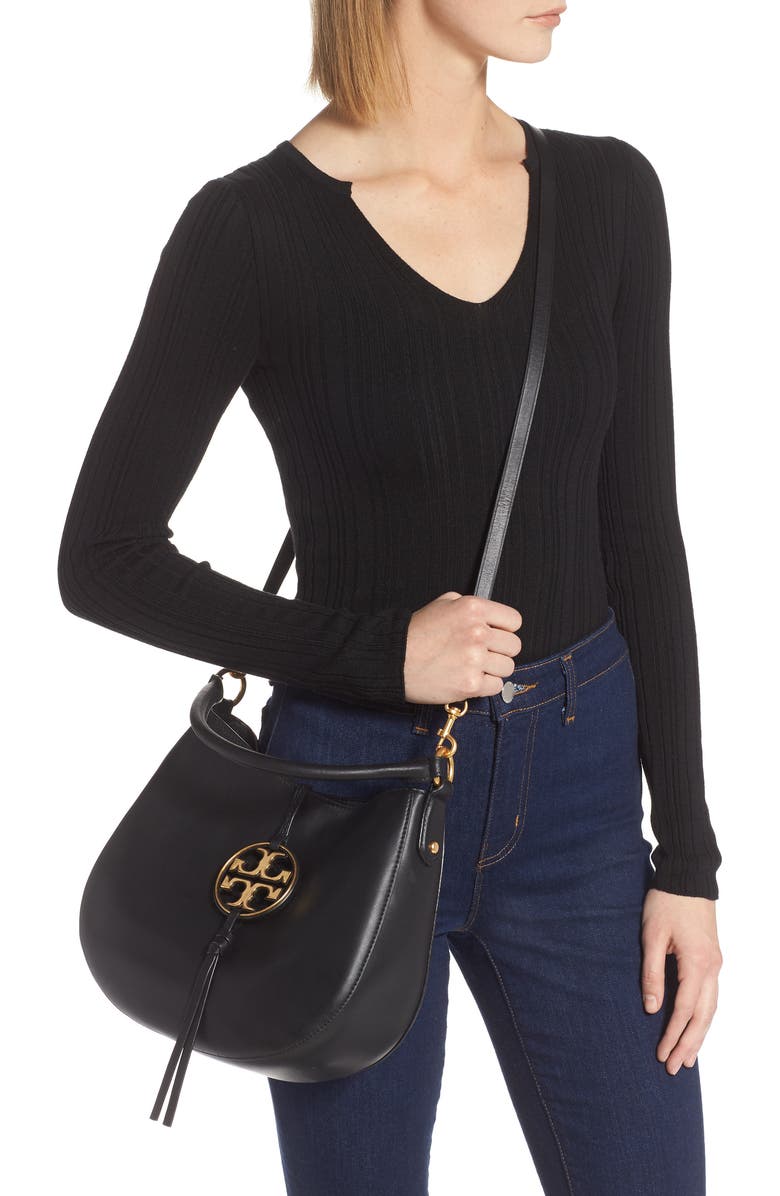 Tory Burch Mini Miller Leather Hobo Bag, Alternate, color,