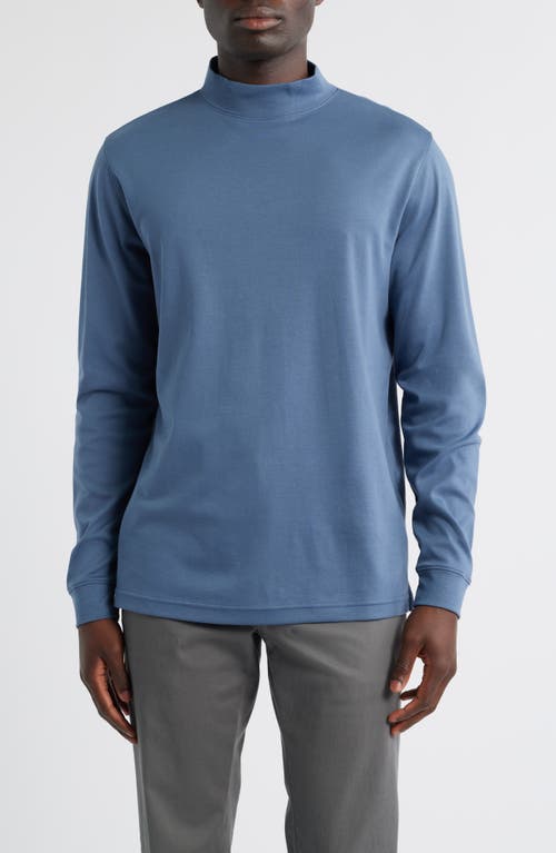 Scott Barber Pima Cotton Interlock Mock Neck Top In Blue