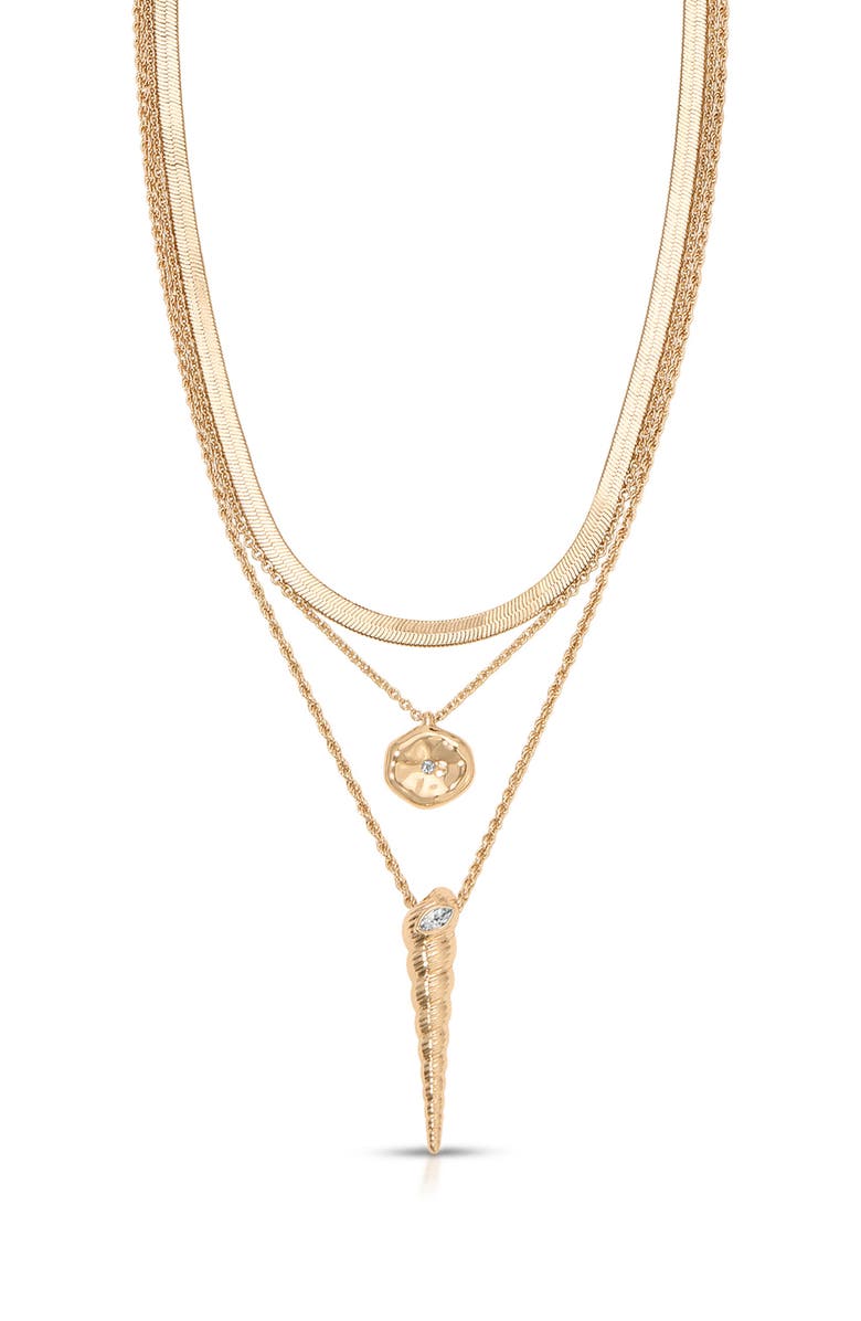 Ettika Saint Tropez Shell Charm Layered Necklace, Main, color, Gold