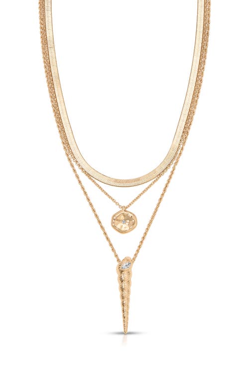 Ettika Saint Tropez Shell Charm Layered Necklace In Gold