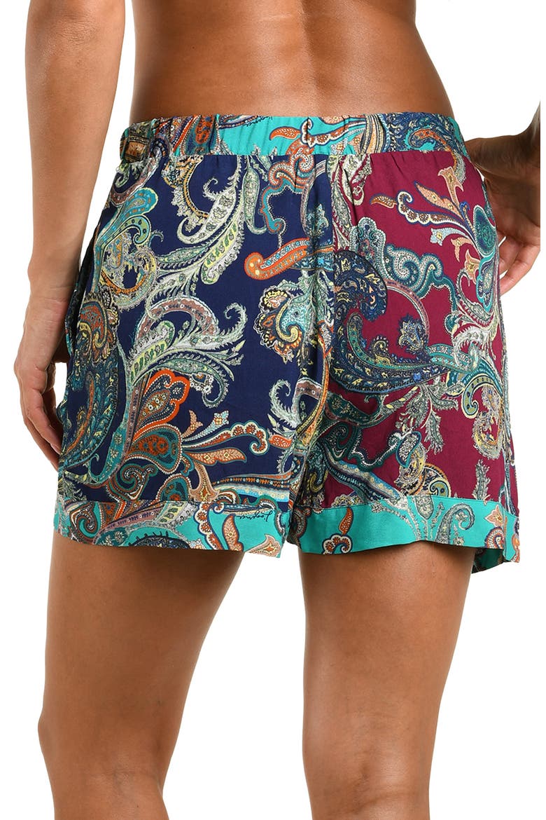 Bessarabian Paisley Cover-Up Shorts, Alternate, color, BLUE/ GREEN MULTI