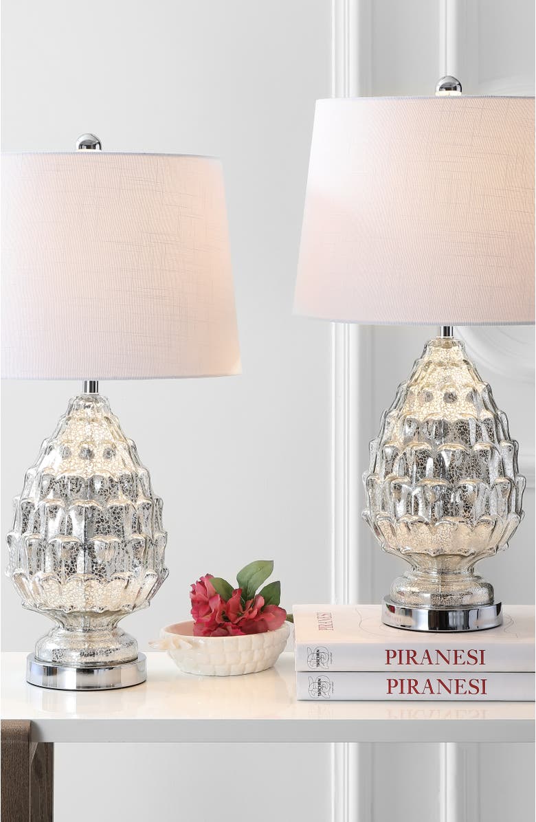 JONATHAN Y Artichoke 25.5" Glass LED Table Lamp, Mercury Silver, Alternate, color, Mercury Silver