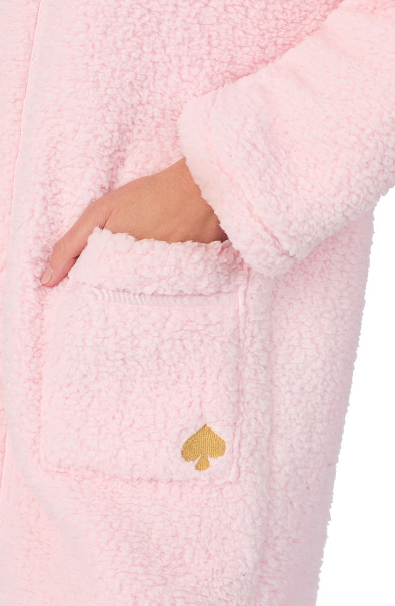 Kate Spade New York high pile fleece short robe, Alternate, color, 