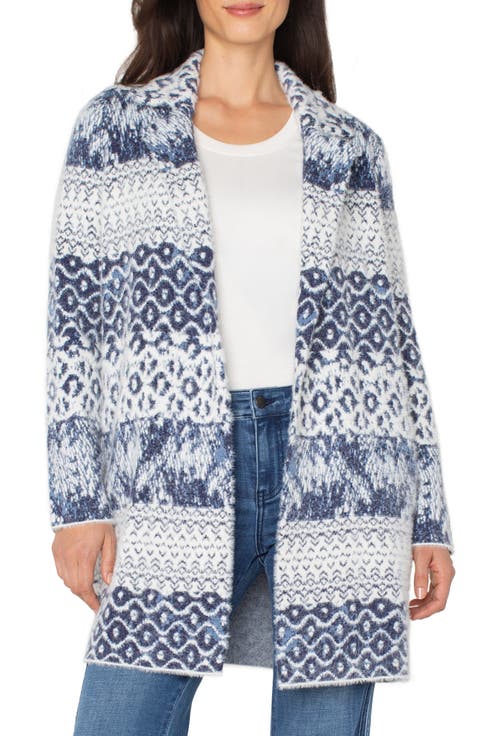 Longline Open Front Jacquard Cardigan (Regular & Petite)