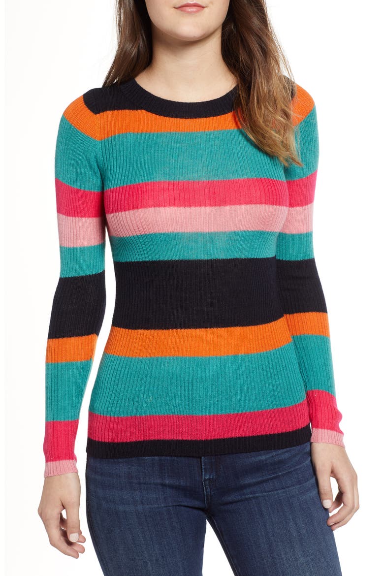 Rainbow Skivvy Stripe Sweater, Main, color, MULTI