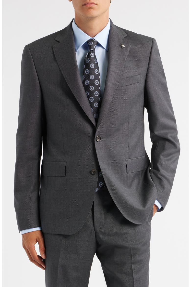 Esprit Charcoal Grey Bird's Eye Super 120s Wool Suit, Alternate, color, CHARCOAL