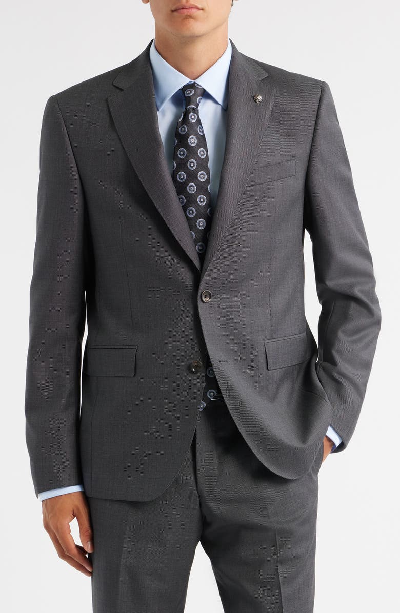 Jack Victor Esprit Charcoal Grey Bird's Eye Super 120s Wool Suit, Alternate, color, Charcoal