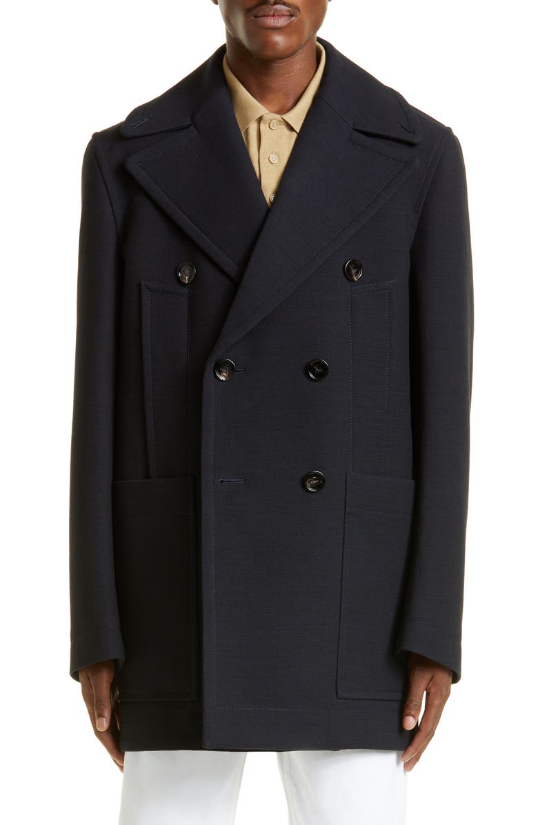 Bottega Veneta Curved Construction Oversize Peacoat, Main, color,