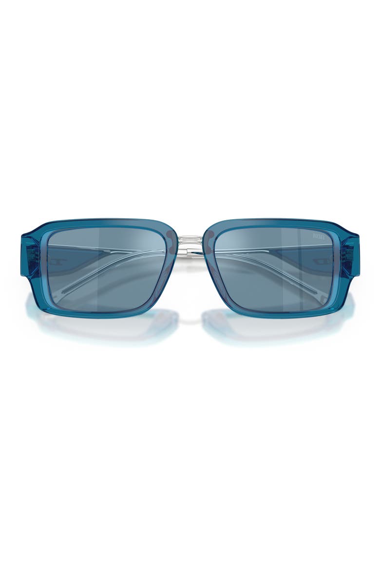 52mm Rectangular Sunglasses, Alternate, color, BILAYER BLUE TRANSPARENT/ BLUE