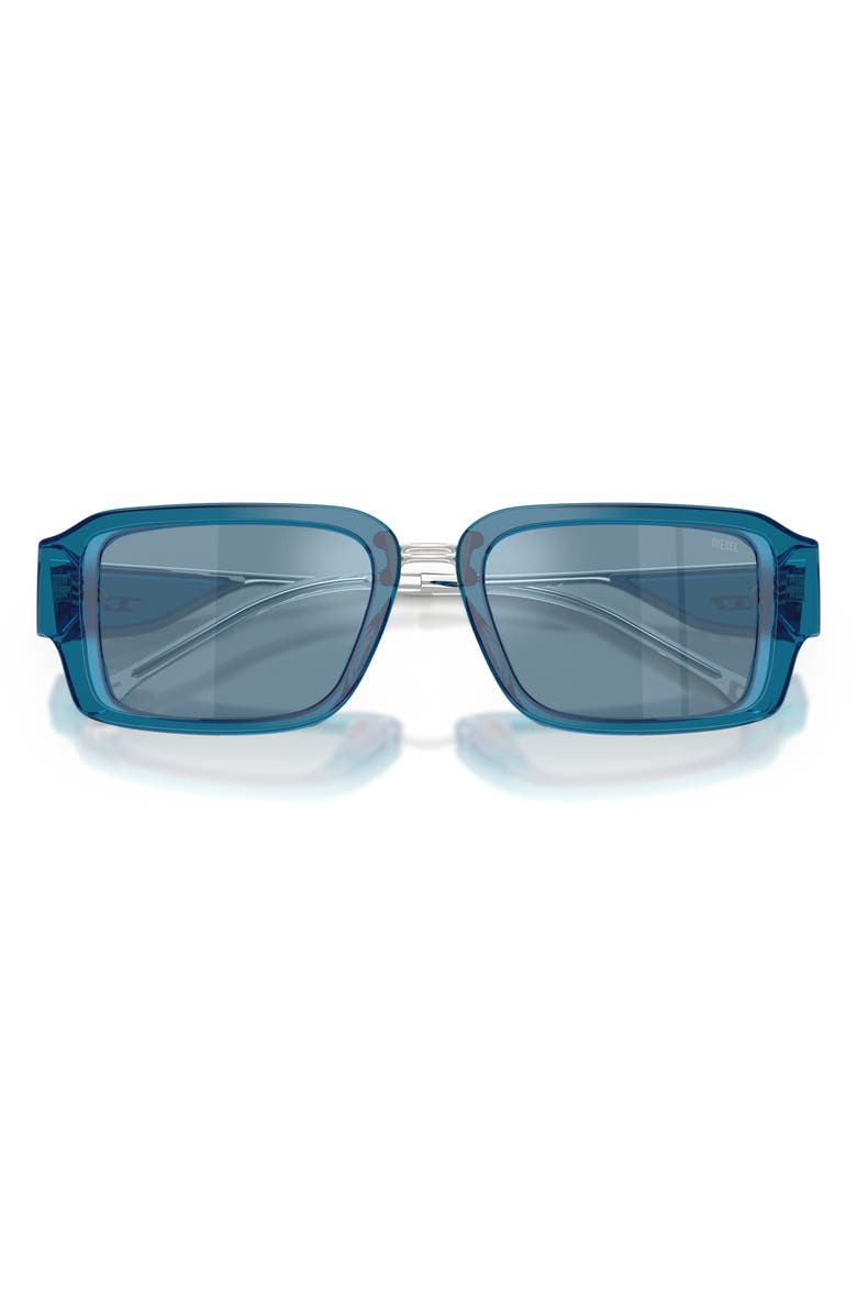 DIESEL<sup>®</sup> 52mm Rectangular Sunglasses, Alternate, color, Bilayer Blue Transparent/ Blue
