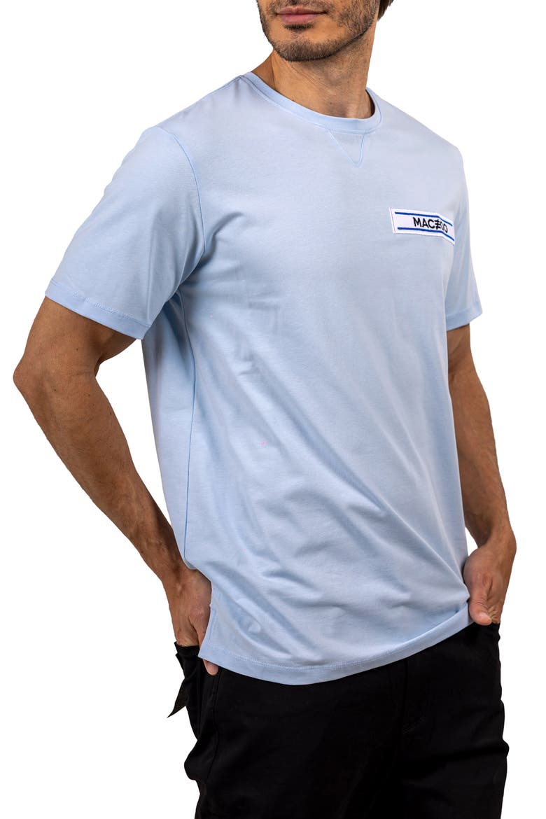Baron Lightblue Logo Patch Stretch Cotton T-Shirt, Alternate, color, BLUE