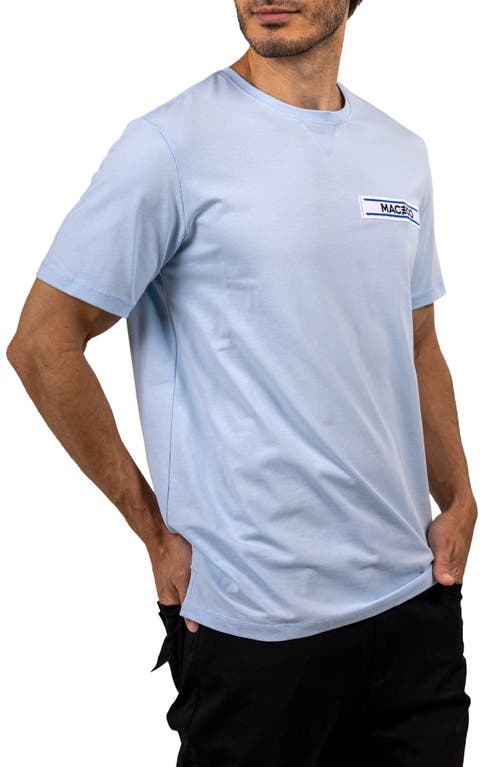 Maceoo Baron Lightblue Logo Patch Stretch Cotton T-shirt In Blue