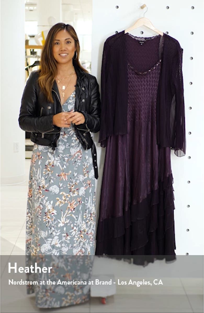 Ombré Tiered Hem Cocktail Dress with Chiffon Jacket, sales video thumbnail