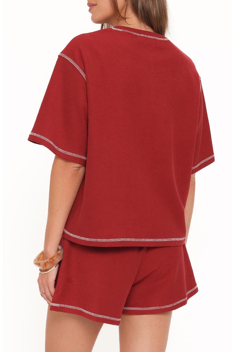 Melody Knit T-Shirt & Shorts Set, Alternate, color, BURGUNDY