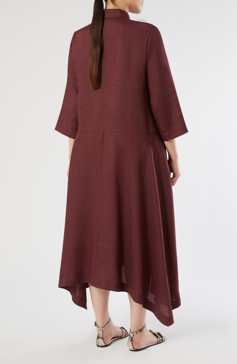 Marina Rinaldi Valpe Shark Bite Hem Linen Maxi Shirtdress, Alternate, color,