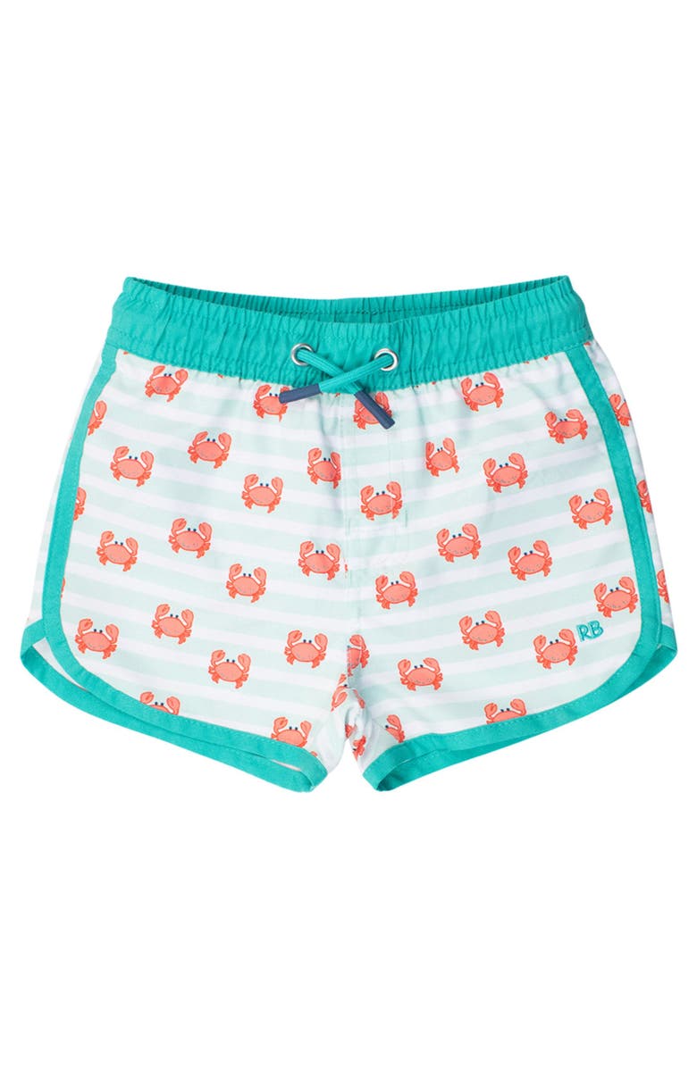 RuggedButts Boys UPF50+ Sun Protected Dolphin Hem Swim Trunks, Main, color, Crabby Cove