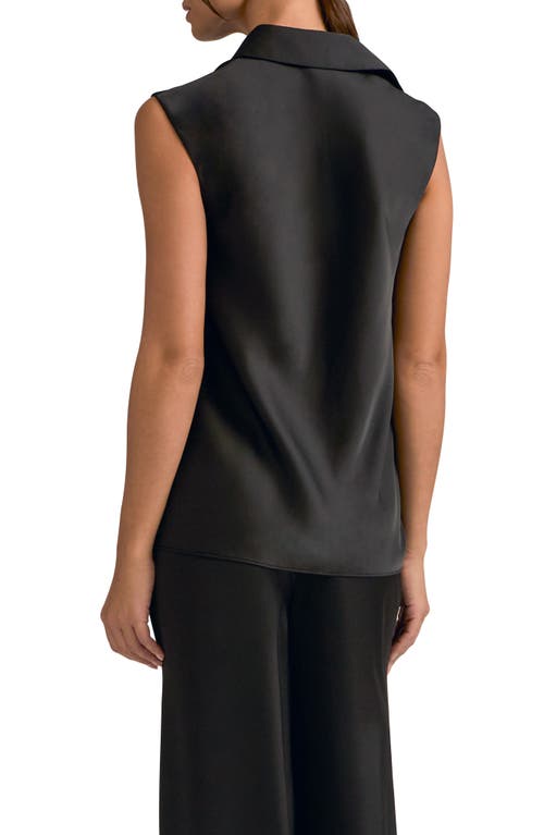 Favorite Daughter Agatha Sleeveless Crepe Satin Button-up Shirt In Black