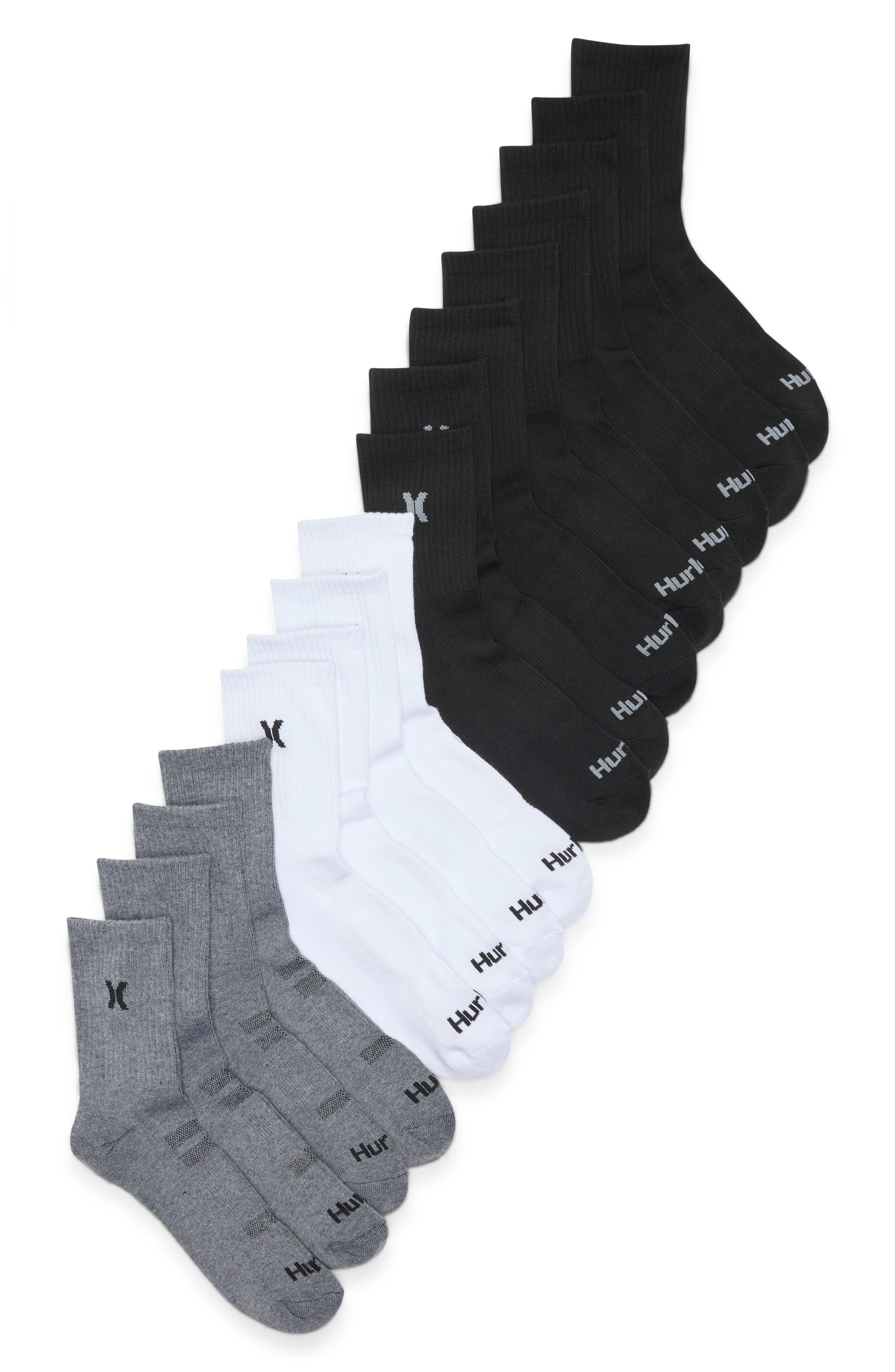 Hurley 8-Pack Terry Quarter Cut Socks