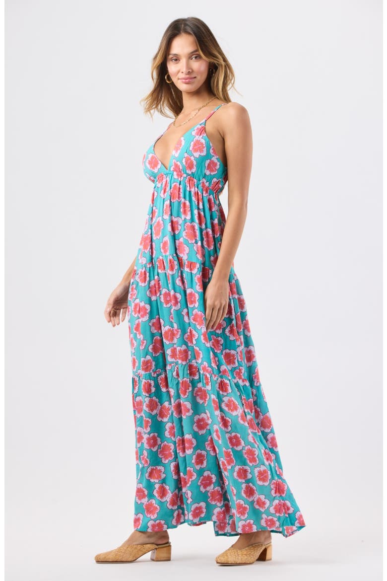 Micah Floral Maxi Dress, Alternate, color, LANAI FLORAL AQUAMARINE