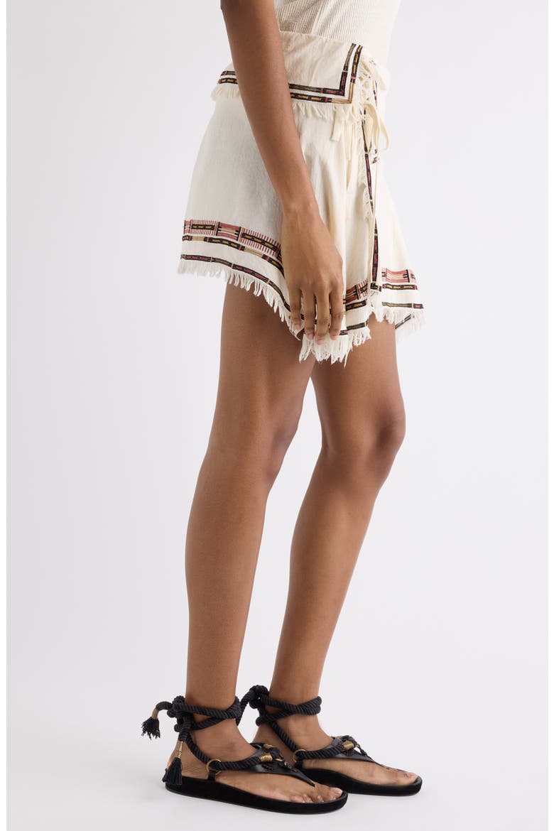 Feriel Embroidered Fringe Silk Wrap Skirt, Alternate, color, ECRU
