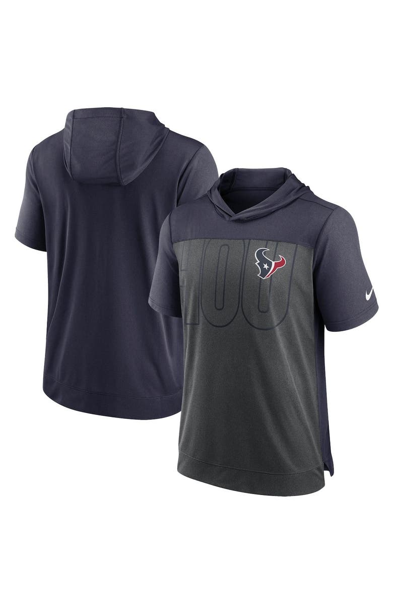 Nike Men's Nike Heathered Charcoal/Navy Houston Texans Performance Hoodie T-Shirt, Alternate, color, 